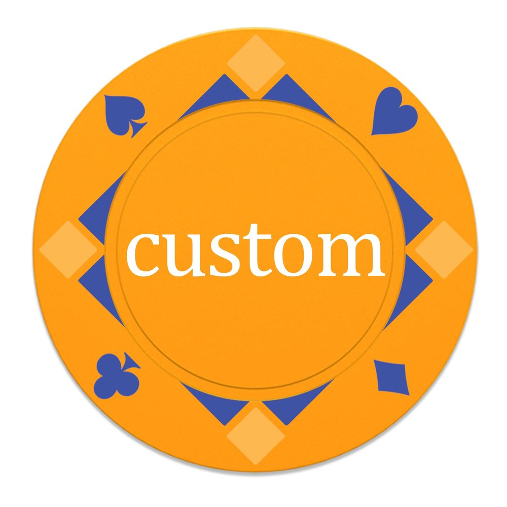 37mm Custom Poker Chips 100PCS, Personalized Drink Tokens Full-Color Double Sided Printing, Gambling Casino Chips Set with 9 Colors, Customized Drink Chips for Bar, Club, Wedding, Events (Orange)
