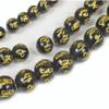 Black Buddhism Golden Mantra Bead Pick Size 8/10/12mm Necklace Bracelet DIY Makings,Golden,10mm 38pcs Beads view 2