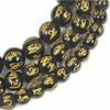 Black Buddhism Golden Mantra Bead Pick Size 8/10/12mm Necklace Bracelet DIY Makings,Golden,10mm 38pcs Beads view 3