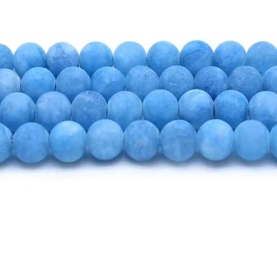 Natural 4-12mm Round Spacer Stone Beads Matte Aquamarin Blue Jades Beads for Making Beads 15inch DIY Beads,Matte Aquamarin,8mm 46pcs Beads