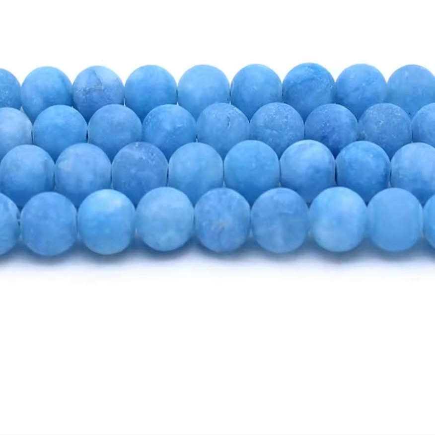 Natural 4-12mm Round Spacer Stone Beads Matte Aquamarin Blue Jades Beads for Making Beads 15inch DIY Beads,Matte Aquamarin,8mm 46pcs Beads