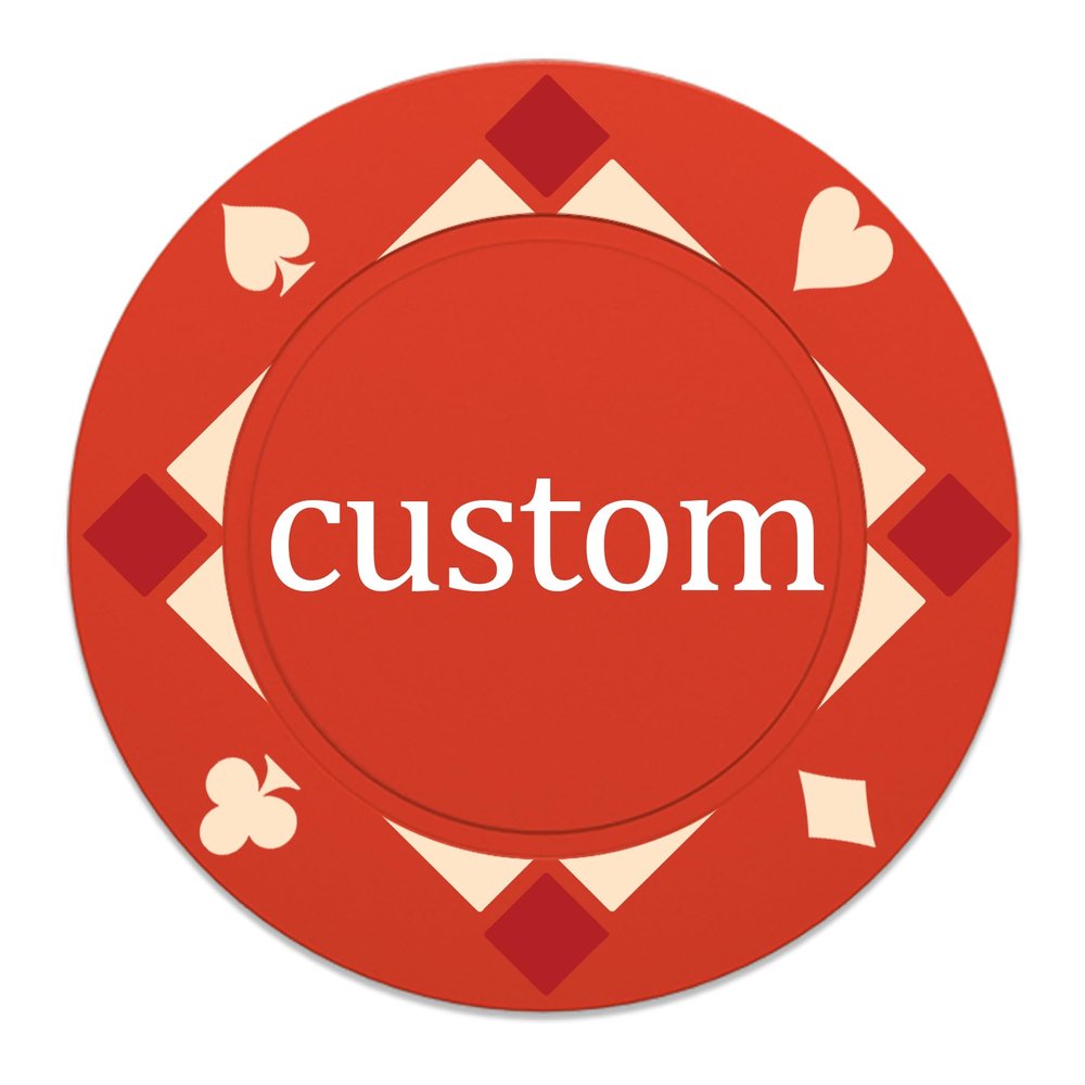 37mm Custom Poker Chips 100PCS, Personalized Drink Tokens Full-Color Double Sided Printing, Gambling Casino Chips Set with 9 Colors, Customized Drink Chips for Bar, Club, Wedding, Events (Red)
