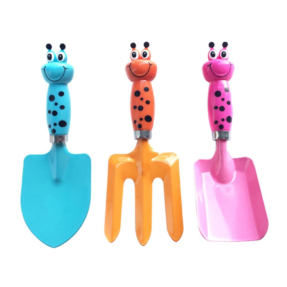 Kisangel Cartoon Shovels Set Boys and Girls Gardening Shovel Fork Planting Tools for Excavating Toys Bright Colors
