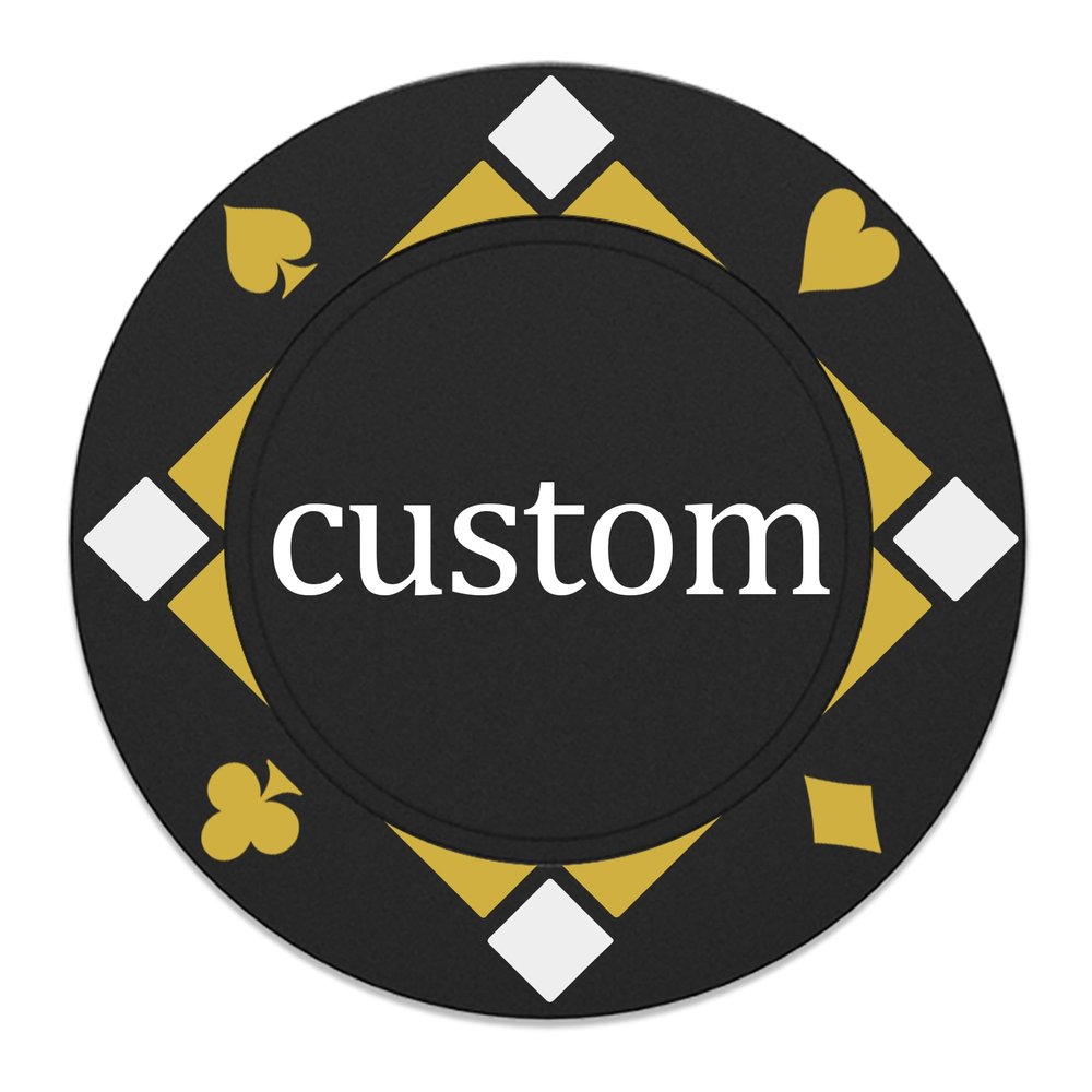 37mm Custom Poker Chips 100PCS, Personalized Drink Tokens Full-Color Double Sided Printing, Gambling Casino Chips Set with 9 Colors, Customized Drink Chips for Bar, Club, Wedding, Events (Black)