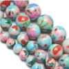 6/8/10/12mm Turquoise Flower DIY Round Beads Handmade Beaded Bracelet Loose Beads Necklace Earrings Accessories Beads,Turquoise Flower,12mm 30pcs Beads view 3