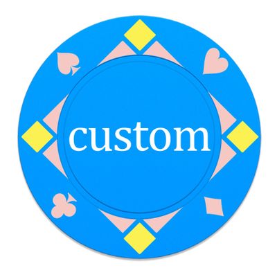37mm Custom Poker Chips 100PCS, Personalized Drink Tokens Full-Color Double Sided Printing, Gambling Casino Chips Set with 9 Colors, Customized Drink Chips for Bar, Club, Wedding, Events (Blue)