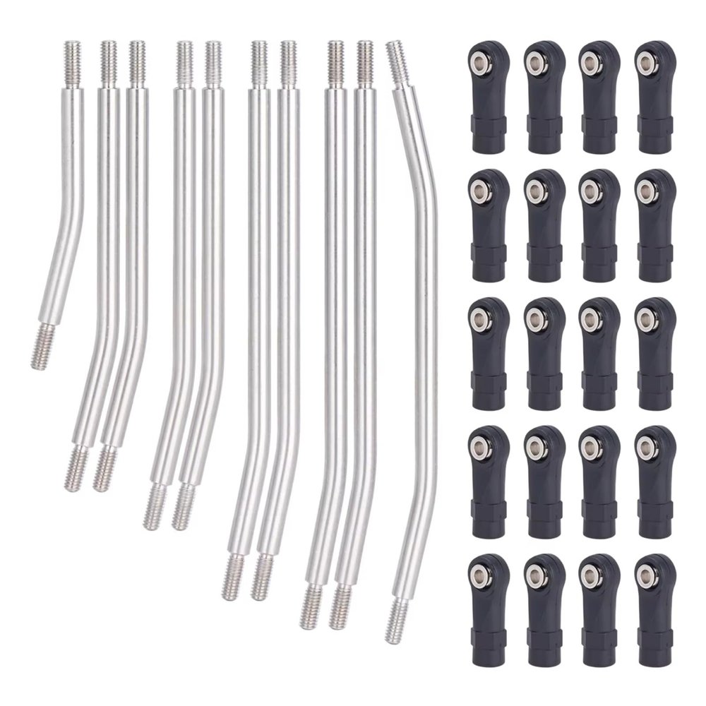 for Axial for SCX10 90046 1/10 10Pcs Stainless Steel Links Rod Set with Ball End 313/324mm Wheelbase RC Crawler Car Upgrade Parts RC Car DIY Parts(324mm)