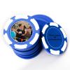 100 Custom Poker Chips, 9 Colors Plastic Blank Poker Chips, Custom Poker Chips with Logo, Image, Text, Double Side Full Color Printing Custom Tokens for Bar, Casino Night, Events (Blue, 37MM) view 1