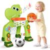 AuroTops Toddler Basketball Hoop & Soccer Goal Toy,Dinosaur Toys with Light & Music,Musical Toys for 1 Year Old Boy Girl Learning Toy for Toddlers 1-3 Birthday Gifts for 1 Year Old Boys view 1