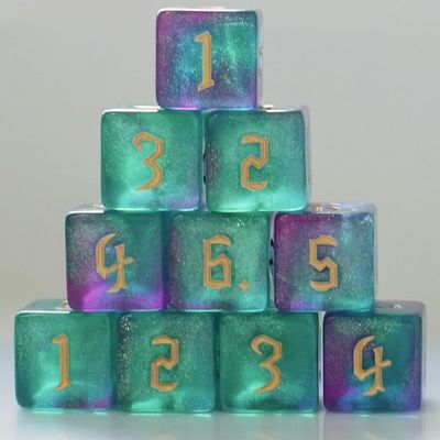 10 PC D6 dice 16mm Acrylic Dice Set for RPG MTG DND Dice Table Games and Board Games (Cyan+Purple)