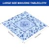 American Mahjong Learning Tablecloth, Printed Card Table Cloth, 55x 55 Square Game Table Cover with Game Rules for Mahjong Beginners, Card, Board Games(Blue and White) view 2
