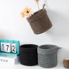 Icegrey Small Woven Baskets, Decorative Storage Baskets for Pantry, Shelves, Living Room, Cotton Rope Organizer, Bathroom Storage Organizer Bin, Grey Round, 2pcs Set (S+S) view 3
