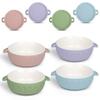 iNeibo 4 Packs Porcelain Baby Bowls with Silicone Sleeve for Toddler Feeding, BPA-Free, Non Slip, Microwave & Dishwasher Safe (Suction cup, Blue+Green+Pink+Purple) view 1