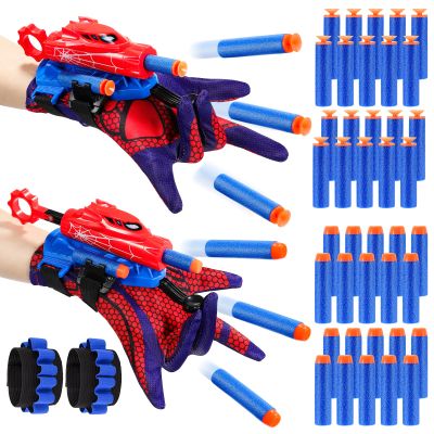 Excitobo 2 Sets Superhero Web Shooters for Kids Age 3-7,Adjustable Wrist Launcher Slinging Toy Set with 40 Darts,Ideal Birthday for Boys & Girls Imaginative Role-Play Costume Accessory