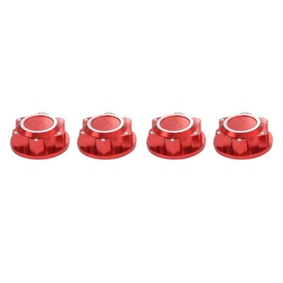 4Pcs Aluminum 24Mm Hex Wheel Nuts Wheel Hub Cover Dustproof Anti-Skid for Arrma 1/5 KRATON 8S Outcast 8S RC Car(Red)