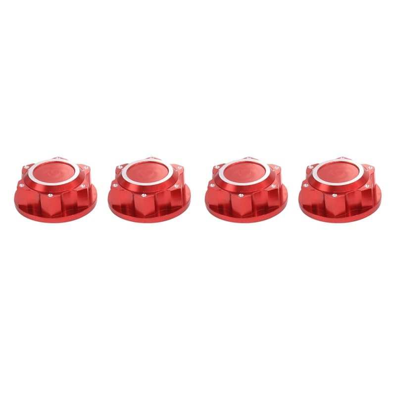 4Pcs Aluminum 24Mm Hex Wheel Nuts Wheel Hub Cover Dustproof Anti-Skid for Arrma 1/5 KRATON 8S Outcast 8S RC Car(Red)