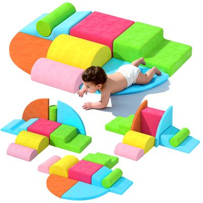 cjdropshipping 8 Piece Toddler Climbing BlocksSoft Play Climbing Toys Indoor for Toddlers Ideal Crawling and Exploration Play Set for Baby Gym/Toddler Playground (Rainbow Color, 8pcs)