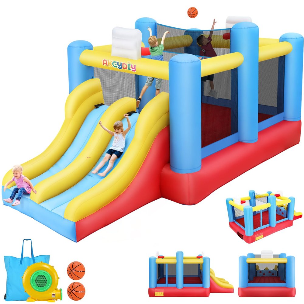 Bounce House, Inflatable Bounce House for Kids 3-12, Bouncy House with 2 Slides for Outdoor Backyard/Indoor, Bouncy Castle, Jump House for Toddlers Kids Party