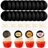 20 Pcs 2 Inch Black Round Blank Acrylic Cupcake Toppers with 20 Pcs Stickers Mirror DIY Circle Cake Toppers for Birthday Party Wedding Cupcake Decorations Back to School view 1