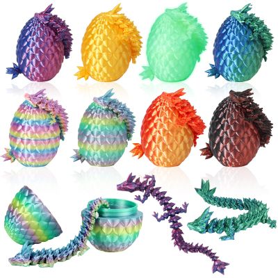 8PCS 3D Printed Dragon Eggs with Dragon Inside, Easter Egg Stuffers, Articulated Dragon Fidget Toy for Teen Boy Kid, Easter Mythical Pieces Dragon in Egg Gifts for Boys