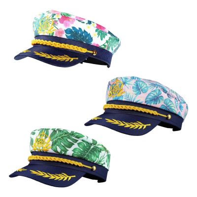 Billowvolve 3PCS Yacht Captain Hat Sailor Cap Marine Costume Navy Pretend Play Hats Boat for Men Women Halloween Hawaiian Outfit Party Essential Accessory