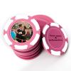 100 Custom Poker Chips, 9 Colors Personalized Plastic Chips, Customized Poker Chips with Logo Double Side Printing Custom Drink Tokens for Bar, Casino Night, Events (Pink, 40MM) view 1