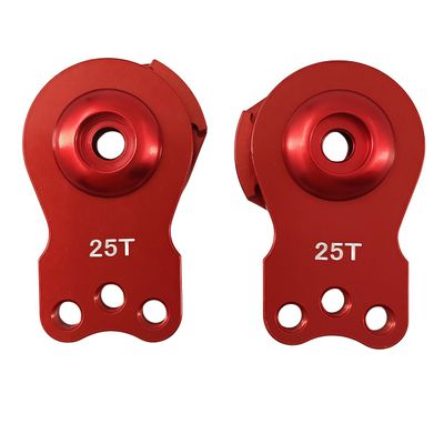 2Pcs Aluminum Adjustable 25T Hi-Torque Servo Saver for 1/10 RC Cars, Compatible with TRX4, TRX6, SCX10, Capra, Futaba & Tamiya Servos (Red)