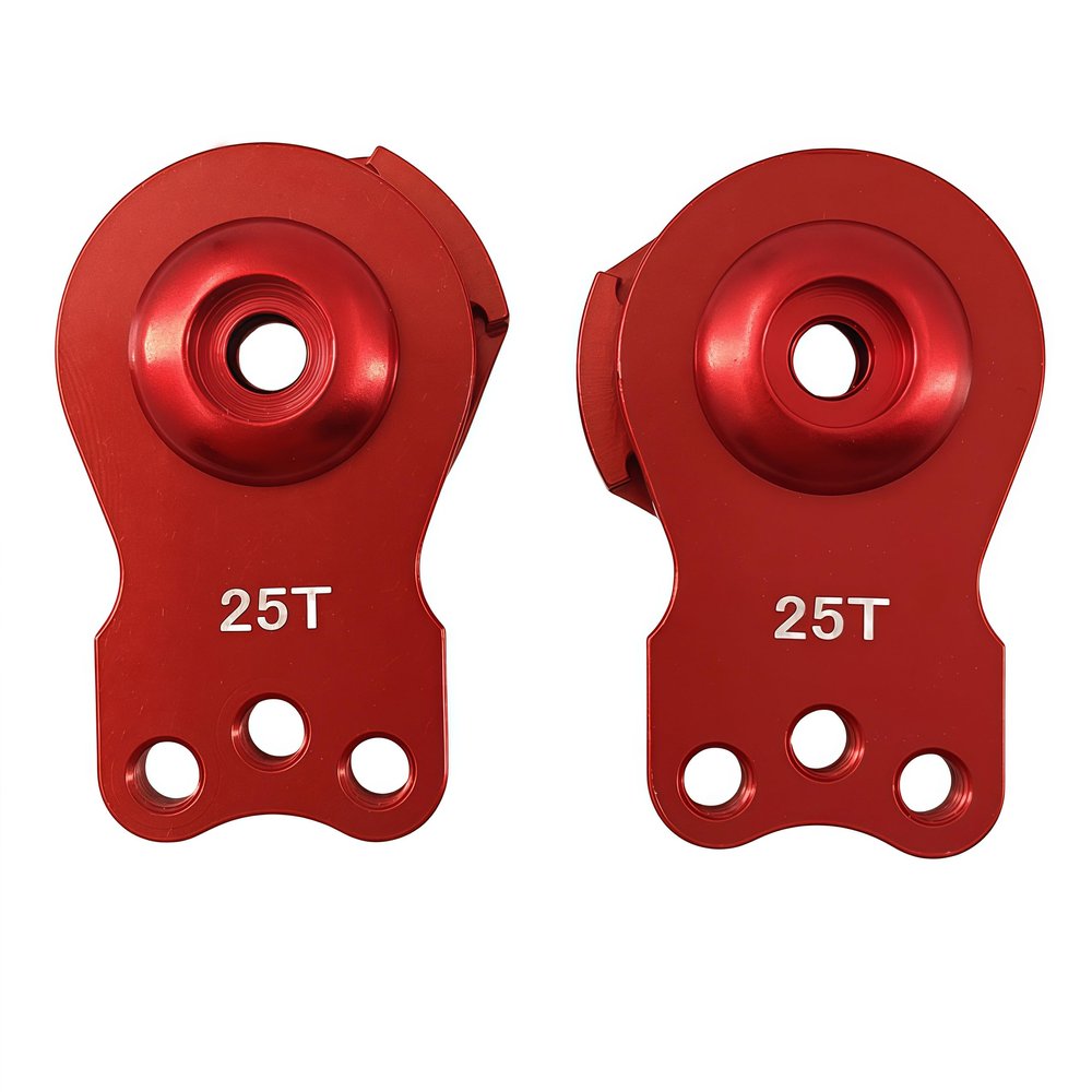 2Pcs Aluminum Adjustable 25T Hi-Torque Servo Saver for 1/10 RC Cars, Compatible with TRX4, TRX6, SCX10, Capra, Futaba & Tamiya Servos (Red)