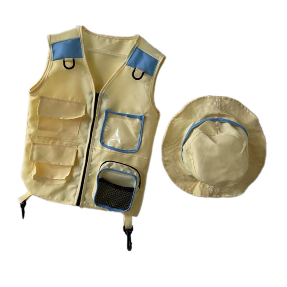 Explorer Vest and Hat Set for Kids Outdoor Activities, Blue
