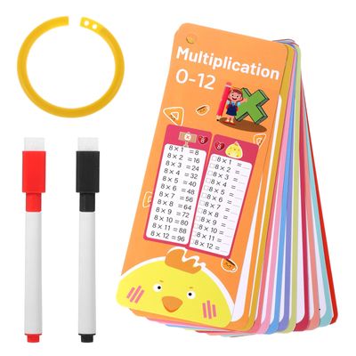 Bewudy 15 Multiplication Flashcards, Math Flashcards, 0-12 Multiplications Table Flashcard, Times Tables Poster with 2 Dry Erase Markers and 1 Ring