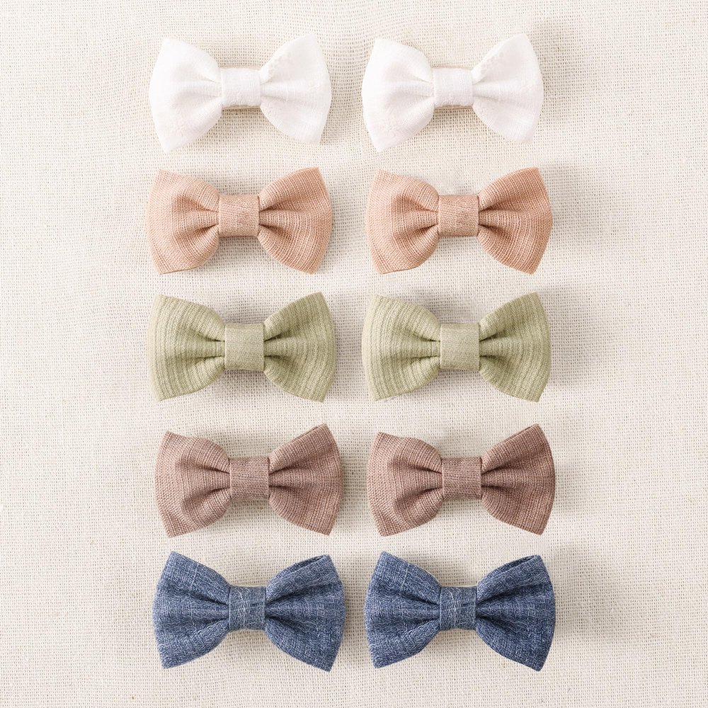 10PCS Baby Girl Hair Bow Clips  Non-Slip Fully Lined Cotton Alligator Barrettes for Infant & Toddler Fine Hair