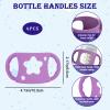 4PCS Silicone Baby Bottle Handles Compatible with Dr Brown, Easy Grip Silicone Handles Compatible with Dr Browns Bottles 5Oz 9Oz, Wide-Neck, BPA-Free White Purple Pink Green view 2