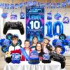 10th Birthday Decorations for Boys, Video Game Level 10 Birthday Decorations Include Banner Backdrop Sash Honeycomb Centerpieces Hanging Swirls Stickers Cake Topper for Gamer Party Supplies view 2