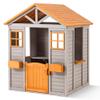 KizzParnrr Wooden Kids Playhouse with Play Kitchen, Half Door Windows, Flowerpot Holders, Toys PlaySet for Backyard Play (Brown and Grey) view 1