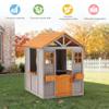 KizzParnrr Wooden Kids Playhouse with Play Kitchen, Half Door Windows, Flowerpot Holders, Toys PlaySet for Backyard Play (Brown and Grey) view 3