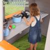 KizzParnrr Wooden Kids Playhouse with Play Kitchen, Half Door Windows, Flowerpot Holders, Toys PlaySet for Backyard Play (Brown and Grey) view 4