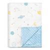 Outer Space Baby Blankets for Boys, Soft Nursery Minky Blankets with Muslin and Dotted Fleece Back 30x40 inches, Receiving Bed Quilt for Newborn, Infants, Toddlers view 1