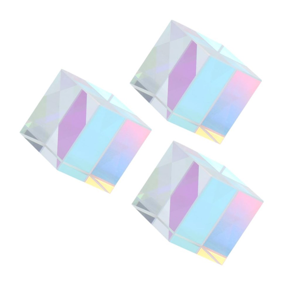 Ciieeo 3pcs Optical Glass RGB Dispersion Cube Set for Physics Teaching and Creative Decoration Educational Light Refraction Model for Science Classrooms and Art Projects