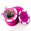 100 Custom Poker Chips, 9 Colors Plastic Blank Poker Chips, Custom Poker Chips with Logo, Image, Text, Double Side Full Color Printing Custom Tokens for Bar, Casino Night, Events (Rose Red, 37MM) view 1