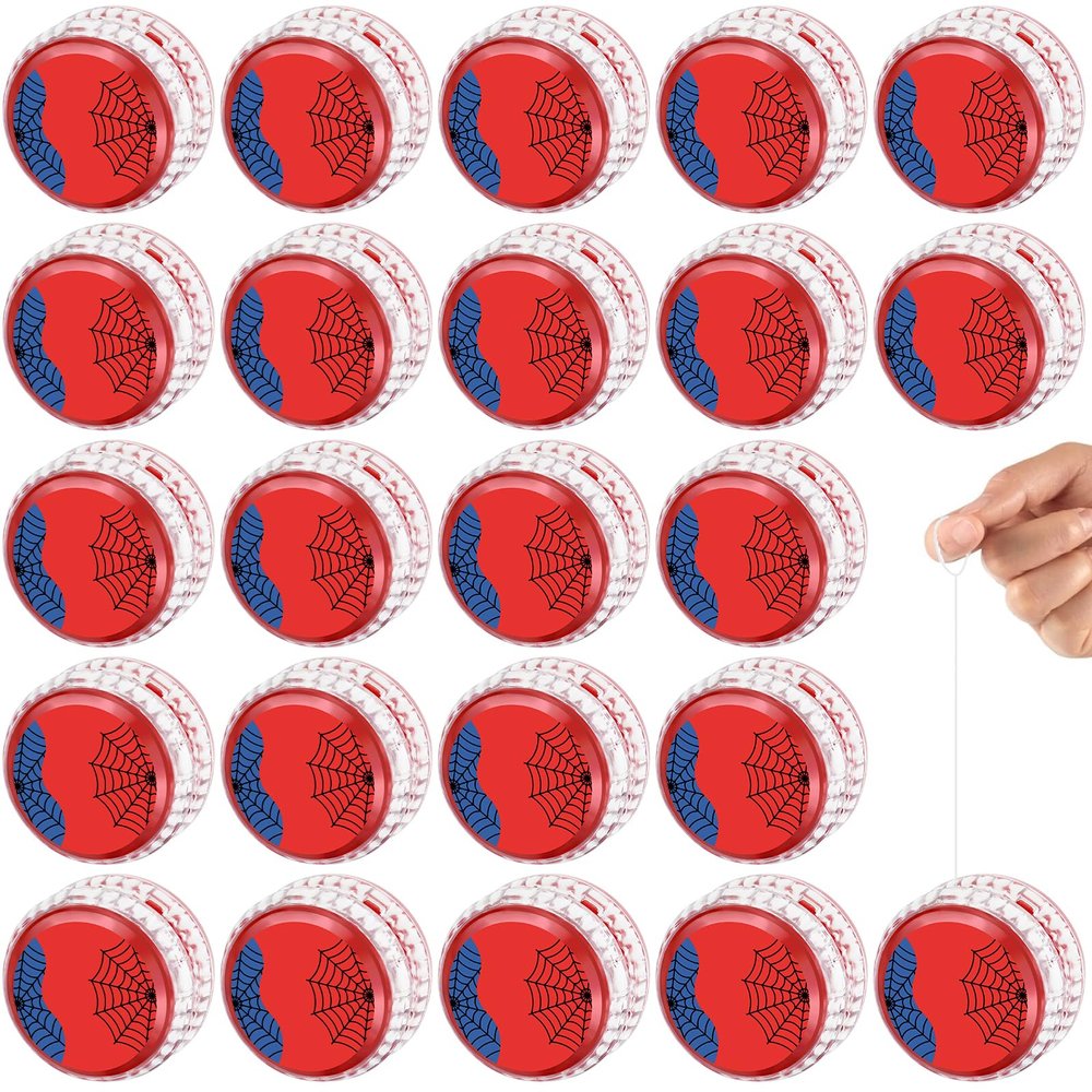 YSBJKWCF 24 Pack Spider-Themed LED Light Up Yo Yo Balls Party Favors for Kids, Back to School Classroom Prizes, Superhero Yo Yo Bulk Toys for Boys Girls