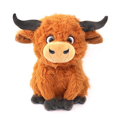12" Highland Cow Plush Toy, Large Size Stuffed Animal, Plushie, Fluffy Cute Fuzzy Highland Cattle with Horns, Adorable Gift for Kids, Toddlers & Cow Lovers, Decorative Plushi, Valentines Day Gift