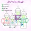 4 Pack Baby Bottle Holder for Dr Brown Wide-Neck Bottle with Easy Grip Handles Soft Silicone Star-Shaped Bottle Holder for Baby Self Feeding - BPA-Free (White Pink Purple Green) view 4