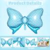 10pcs Gold Crown Balloons And Blue Bow Balloon, Light Blue Bows Balloons, Large Gold Crown Foil Balloon With Two Sizes For Birthday Baby Shower Theme Party Wedding Bridal Shower Decor view 3