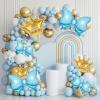 10pcs Gold Crown Balloons And Blue Bow Balloon, Light Blue Bows Balloons, Large Gold Crown Foil Balloon With Two Sizes For Birthday Baby Shower Theme Party Wedding Bridal Shower Decor view 4