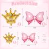 10pcs Gold Crown Balloons And Pink Bow Balloon, Light Pink Bows Balloons, Large Gold Crown Foil Balloon With Two Sizes For Birthday Baby Shower Theme Party Wedding Bridal Shower Decor view 2