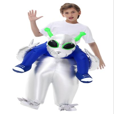 anroog Inflatable Alien Costume Kids Blow Up Sliver Alien Costumes Halloween Ride on Suit Boys Girls Cosplay Party