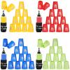 48 Sport Stacking Cups, Horse Pattern, Speed Training Game, Plastic Cups for Family Competition, Red, Blue, Green, Yellow, Ideal for Youth and Adults view 1