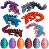 6PCS 3D Printed Dragon Eggs with Dragon Inside, Mini Mystery Egg Articulated Crystal Fidget Toy, Home Office Decor Executive Gift, Surprise 3D Printed Animals Toy Set (Set A) view 1