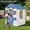 KizzParnrr Wooden Kids Playhouse with Play Kitchen, Half Door Windows, Flowerpot Holders, Toys PlaySet for Backyard Play (Bule with White) view 2