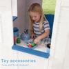 KizzParnrr Wooden Kids Playhouse with Play Kitchen, Half Door Windows, Flowerpot Holders, Toys PlaySet for Backyard Play (Bule with White) view 3